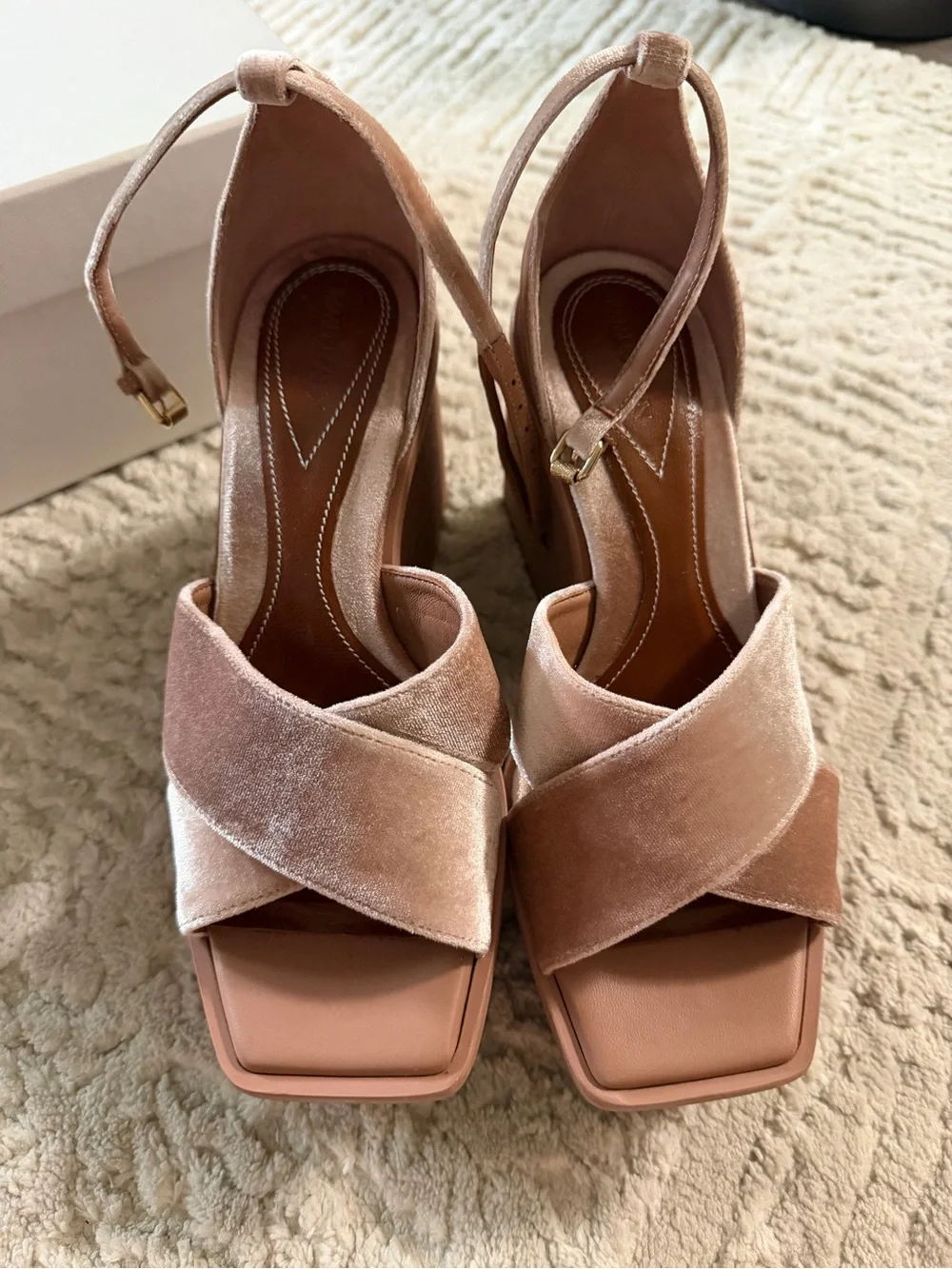 Zimmermann Blush Velvet Platform Wedge Sandals